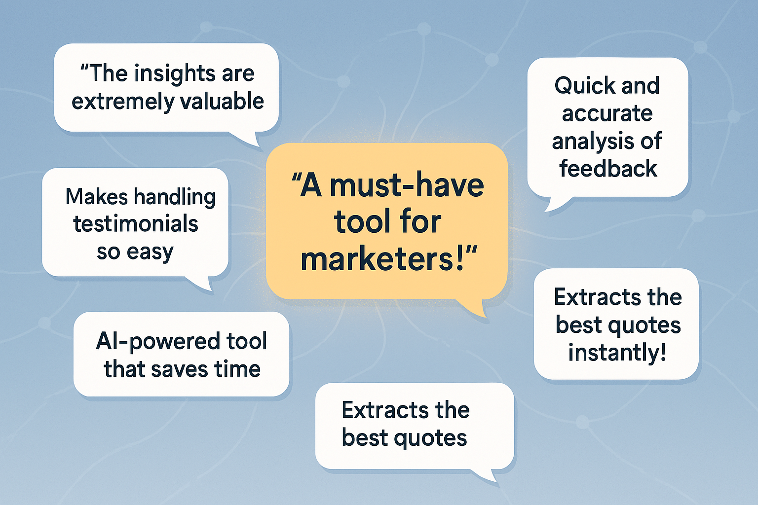 Screenshot of the Testimonial Genius dashboard showing AI-analyzed testimonial insights